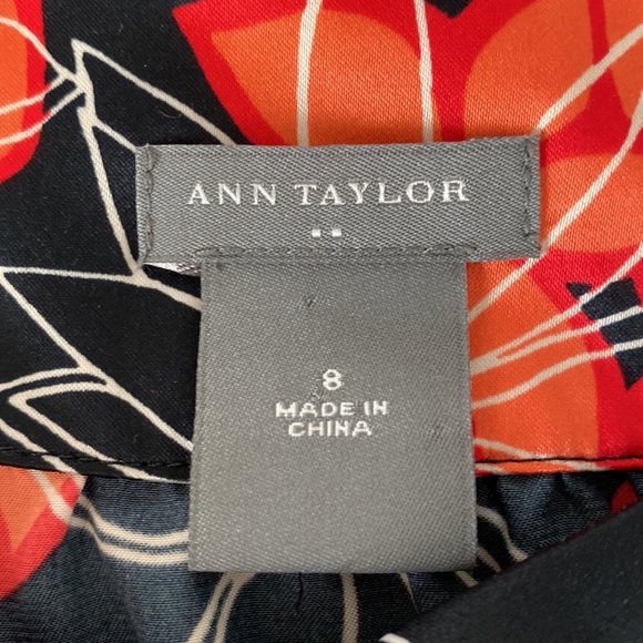 Ann Taylor orange/black/white floral top. Excellent like new condition. - Picture 4 of 4